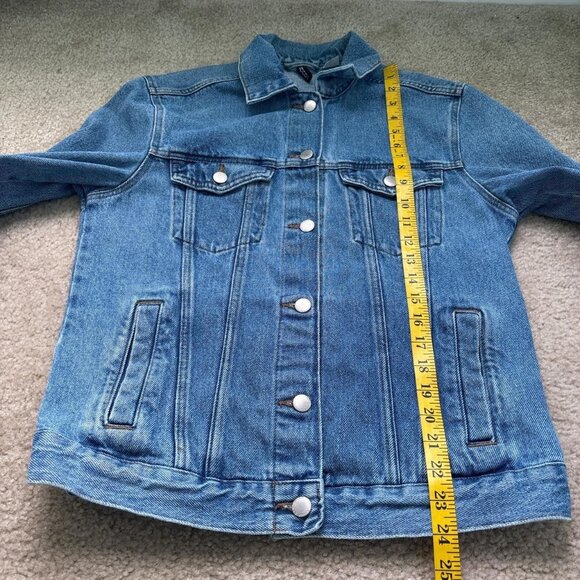 Patchwork Denim Jacket Womens 4 Blue Cottagecore Grandma - Picture 6 of 7